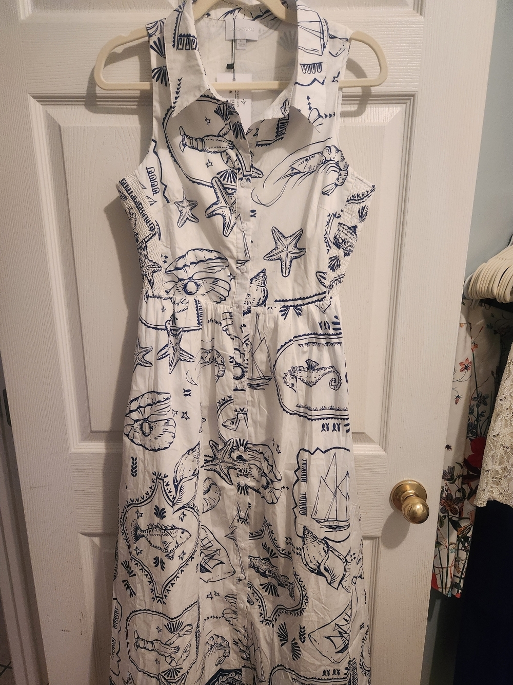 NWT Sugar Lips Button Down Nautical Midi Dress - Picture 2 of 7